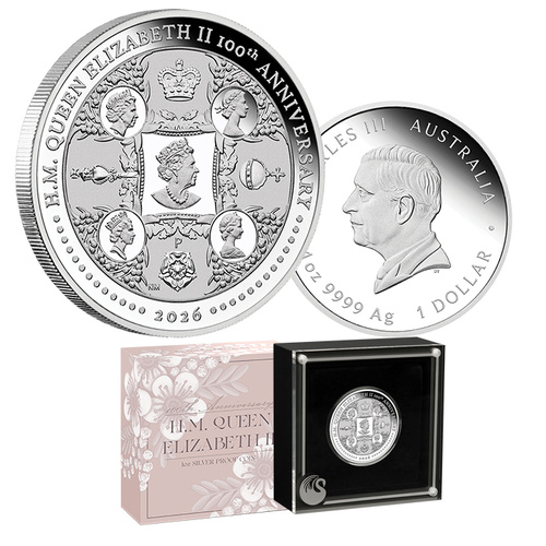 2026 HM Queen Elizabeth 100th Birthday 1oz Silver Proof Coin