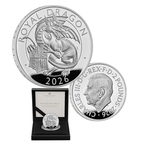 2026 £5 The Royal Tudor Beasts The Royal Dragon 1oz Silver Proof Coin