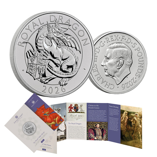2026 £5 The Royal Tudor Beasts The Royal Dragon BUNC Coin