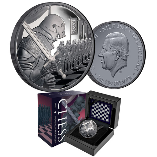 2026 $1 Chess Pawn 1oz Silver Black Proof Coin