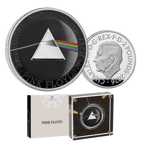 2026 £2 Pink Floyd 1oz Silver Coloured Proof Coin