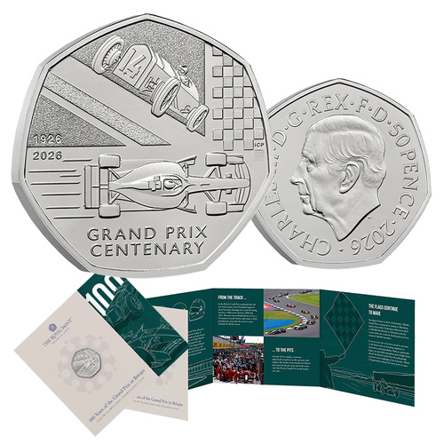 2026 50p 100 Years of the Grand Prix in Britain BUNC Coin