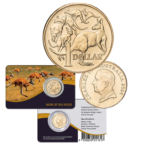 2026 $1 Mob of 6 Roos UNC Coin Pack