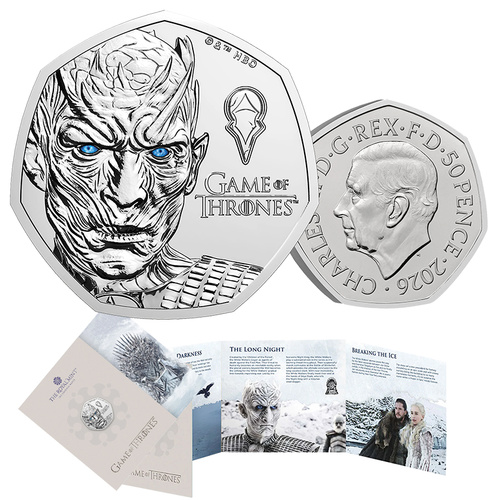 2026 50p Game of Thrones (Ice) Coloured BUNC Coin