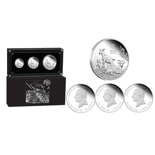 2027 Year of the Goat 3 Coin Silver Proof Set (PM)
