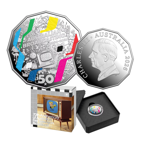 2026 50c 70th Anniversary of Australia's First TV Broadcast Silver Proof Coin