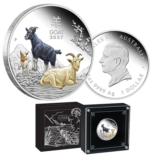 2027 $1 Year of the Goat 1oz Silver Coloured Proof Coin