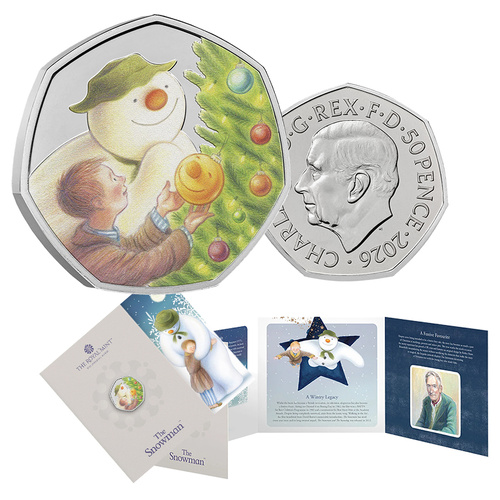2026 50p The Snowman Coloured BUNC Coin