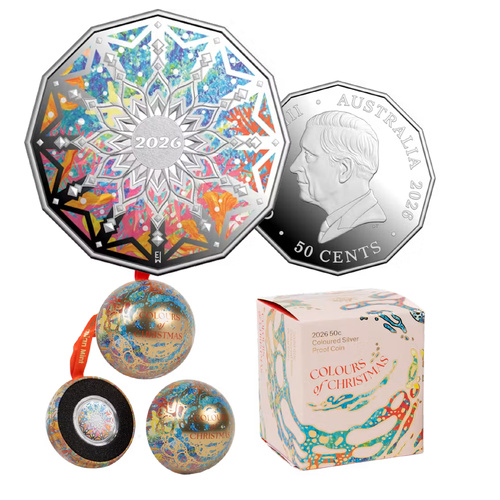 2026 50c Colours of Christmas Coloured Silver Proof
