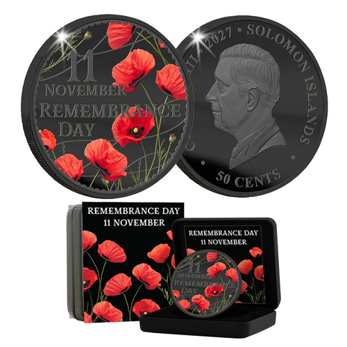 2027 50c Poppies and Peace Remembrance 50mm Coin Lux Edition
