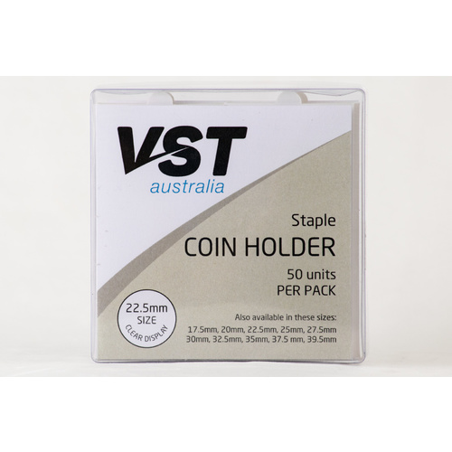 VST 2x2 Card Coin Holders Staple Type 22.5mm 50 Pack