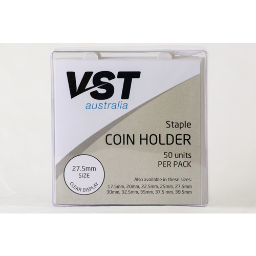 VST 2x2 Card Coin Holders Staple Type 27.5mm 50 Pack